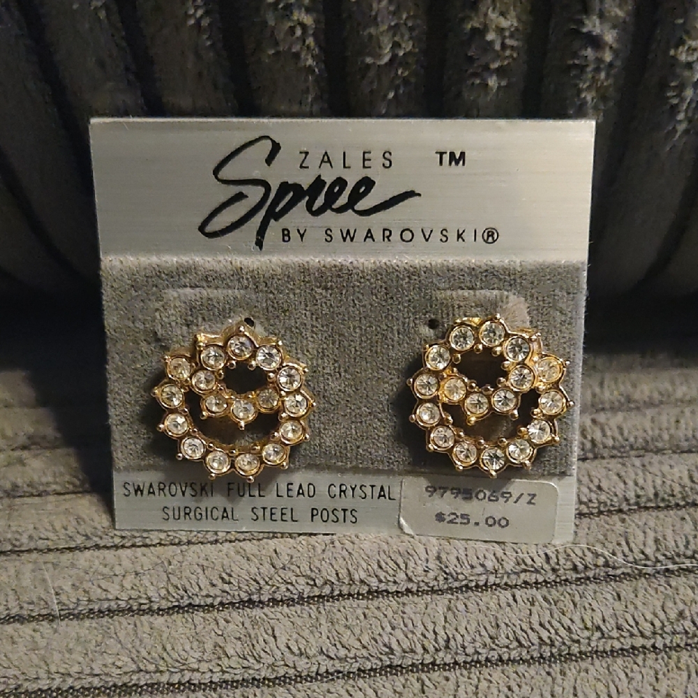 Zales Spree Gold and Crystal Earrings